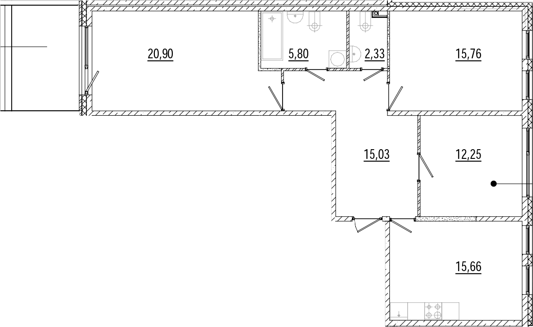 3-комнатная квартира 90.63 м², 2/9 эт., ЖК «Мануфактура James Beck»
